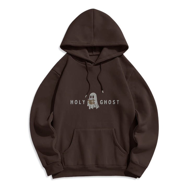 Christianartworkshop Holy Ghost Whimsical Ghost Art Fleece Lined Polyester Hoodie - Brown - 2XL - image 1