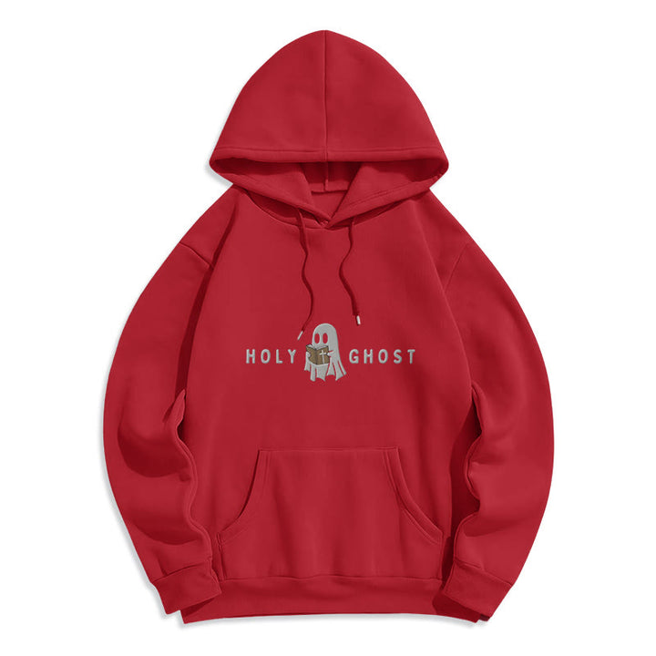 Christianartworkshop Holy Ghost Whimsical Ghost Art Fleece Lined Polyester Hoodie - Red - 2XL - image 8