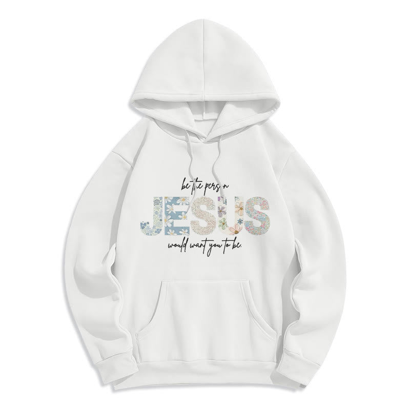 Christianartworkshop Floral Faith Jesus-Centered Fleece Lined Polyester Hoodie - White - 2XL - image 1