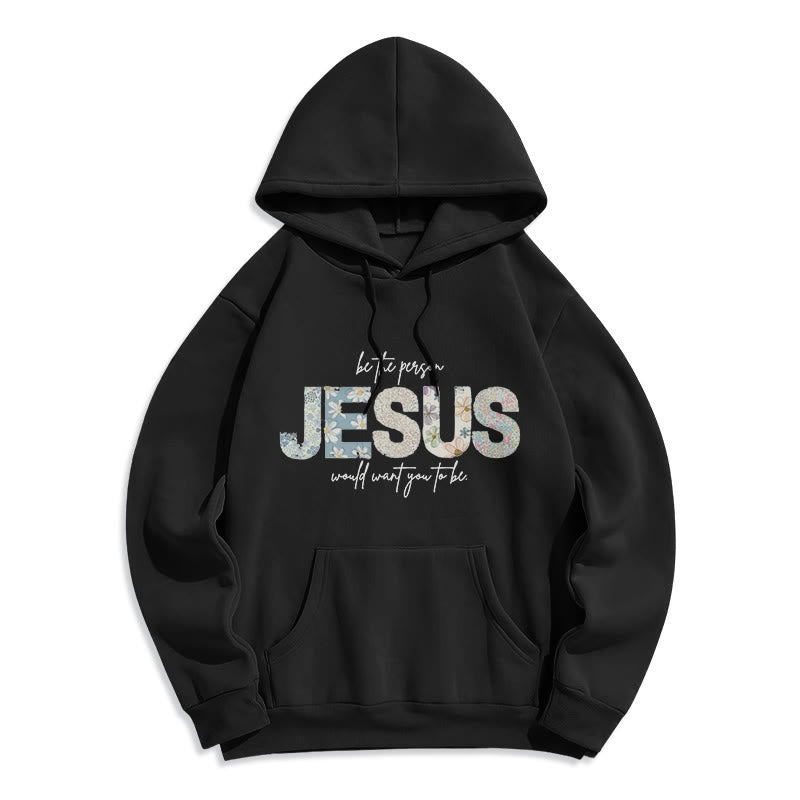 Christianartworkshop Floral Faith Jesus-Centered Fleece Lined Polyester Hoodie - Black - 2XL - image 1