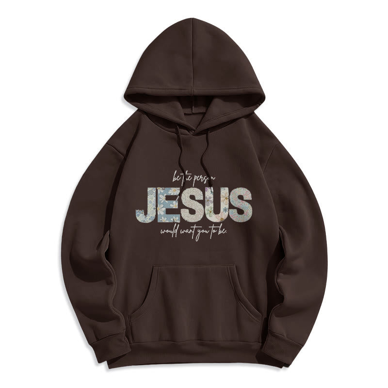 Christianartworkshop Floral Faith Jesus-Centered Fleece Lined Polyester Hoodie - Brown - 2XL - image 3