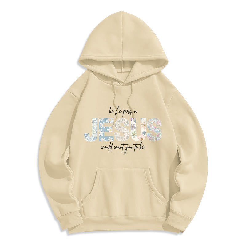 Christianartworkshop Floral Faith Jesus-Centered Fleece Lined Polyester Hoodie - Beige - 2XL - image 7