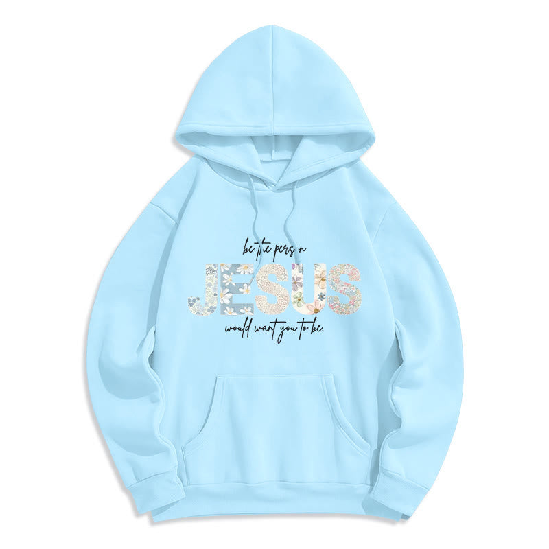 Christianartworkshop Floral Faith Jesus-Centered Fleece Lined Polyester Hoodie - Blue - 2XL - image 6