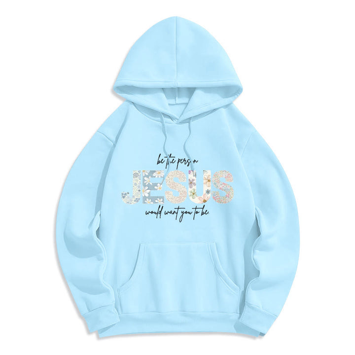 Christianartworkshop Floral Faith Jesus-Centered Fleece Lined Polyester Hoodie - Blue - 2XL - image 6