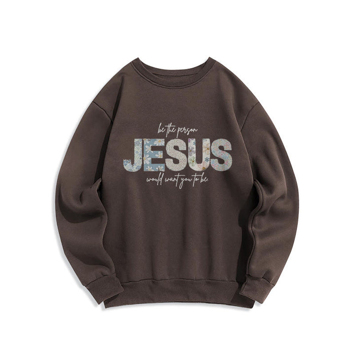 Christianartworkshop Floral Faith Jesus-Centered Fleece Lined Polyester Sweatshirt - Brown - 2XL - image 7
