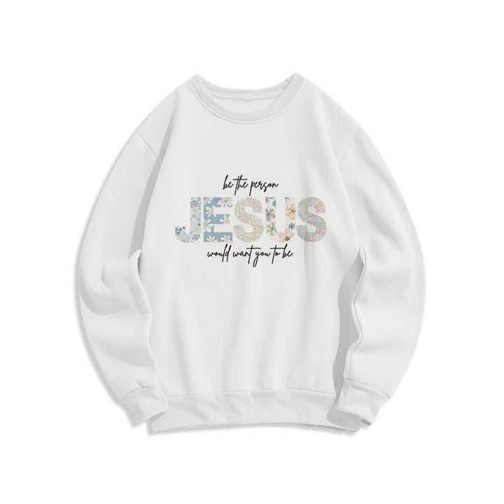 Christianartworkshop Floral Faith Jesus-Centered Fleece Lined Polyester Sweatshirt - White - 2XL - image 1