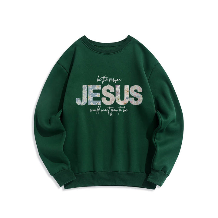 Christianartworkshop Floral Faith Jesus-Centered Fleece Lined Polyester Sweatshirt - Green - 2XL - image 6