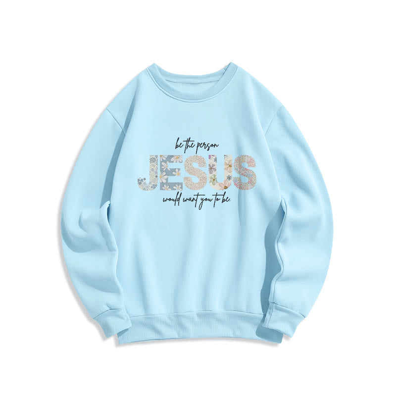 Christianartworkshop Floral Faith Jesus-Centered Fleece Lined Polyester Sweatshirt - Blue - 2XL - image 4