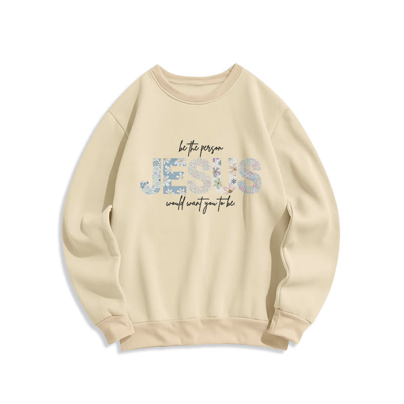 Christianartworkshop Floral Faith Jesus-Centered Fleece Lined Polyester Sweatshirt - Beige - 2XL - image 3