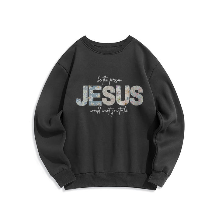 Christianartworkshop Floral Faith Jesus-Centered Fleece Lined Polyester Sweatshirt - Black - 2XL - image 5