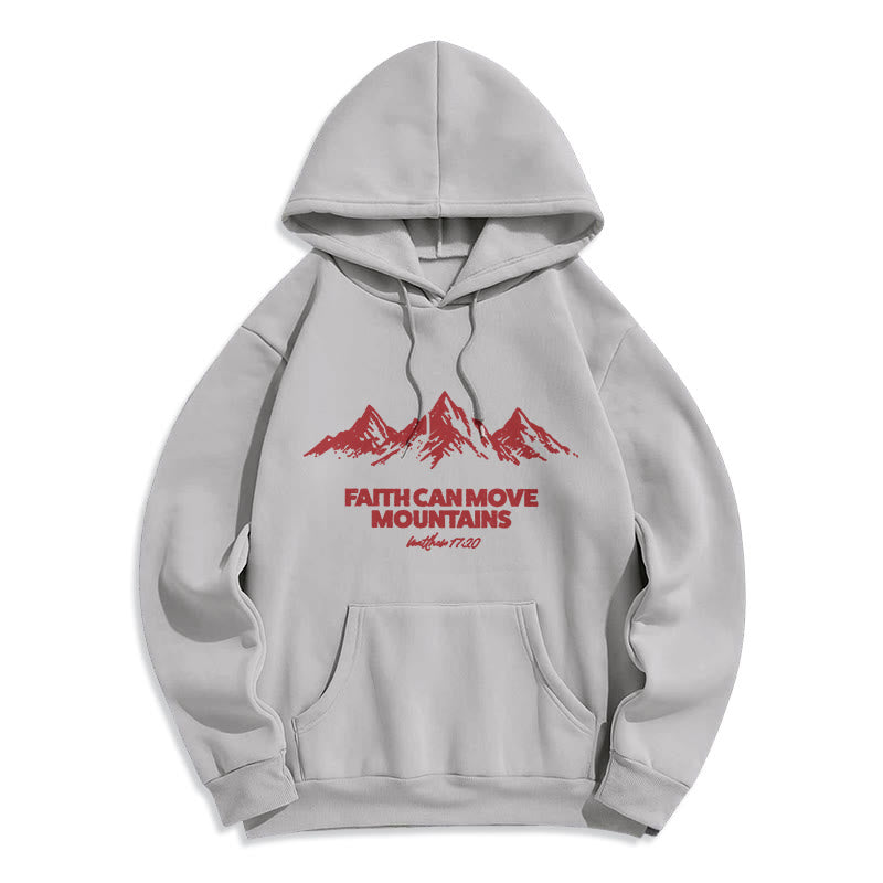Christianartworkshop Faith Can Move Mountains Biblical Inspirational Fleece Lined Polyester Hoodie - Grey - 2XL - image 1
