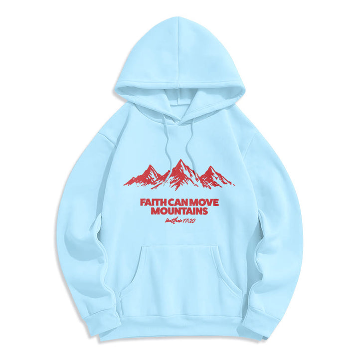 Christianartworkshop Faith Can Move Mountains Biblical Inspirational Fleece Lined Polyester Hoodie - Blue - 2XL - image 3
