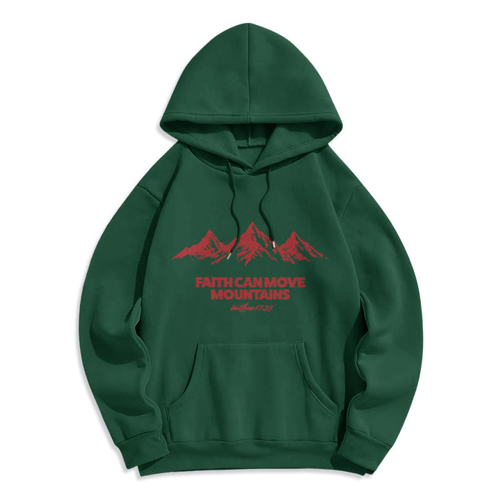 Christianartworkshop Faith Can Move Mountains Biblical Inspirational Fleece Lined Polyester Hoodie - Green - 2XL - image 5