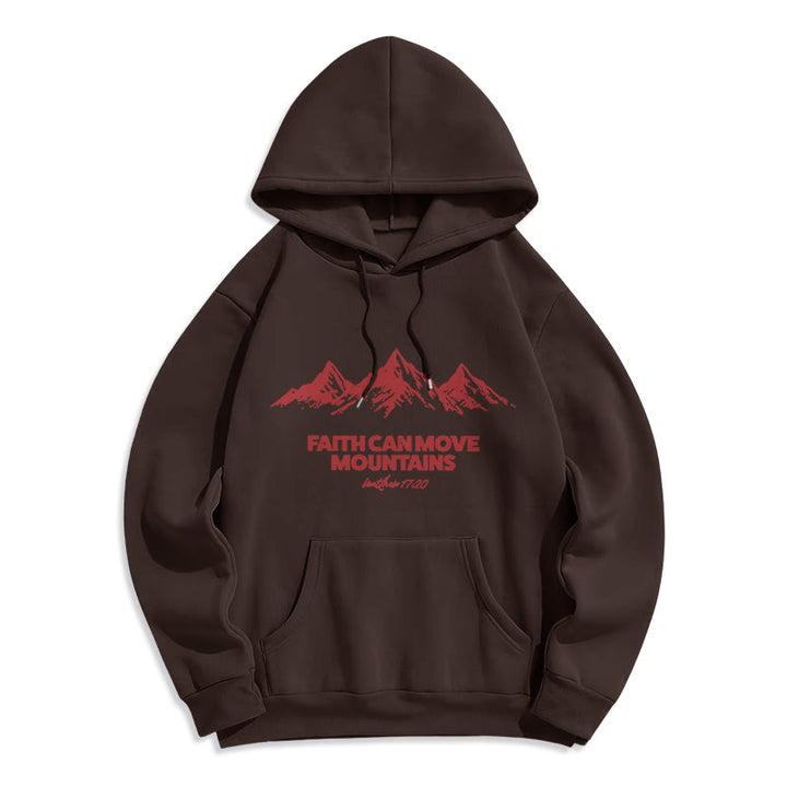 Christianartworkshop Faith Can Move Mountains Biblical Inspirational Fleece Lined Polyester Hoodie - Brown - 2XL - image 6