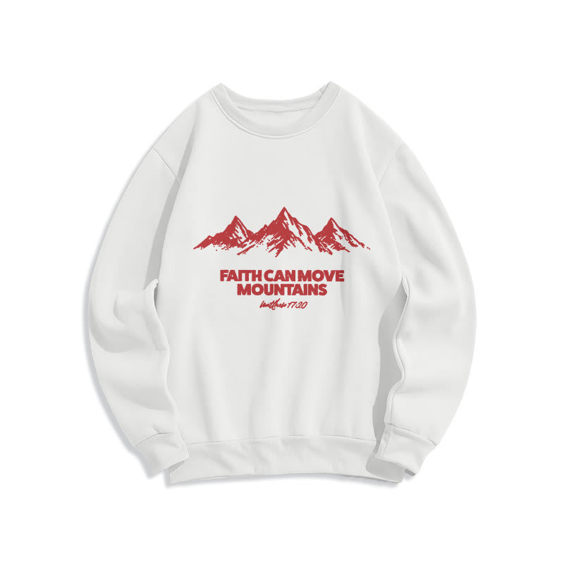 Christianartworkshop Faith Can Move Mountains Biblical Inspirational Lined Polyester Sweatshirt - White - 2XL - image 1
