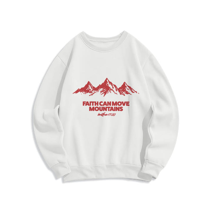 Christianartworkshop Faith Can Move Mountains Biblical Inspirational Lined Polyester Sweatshirt - White - 2XL - image 1