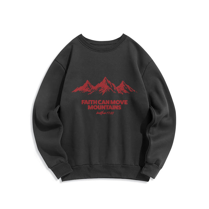Christianartworkshop Faith Can Move Mountains Biblical Inspirational Fleece Lined Polyester Sweatshirt - Black - 2XL - image 5