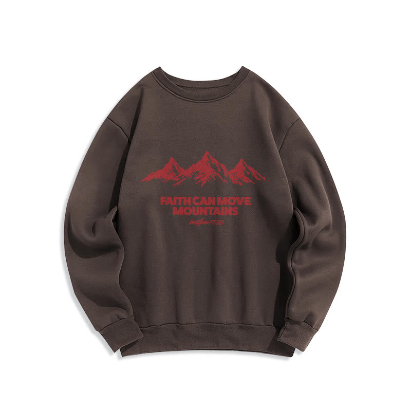 Christianartworkshop Faith Can Move Mountains Biblical Inspirational Fleece Lined Polyester Sweatshirt - Brown - 2XL - image 4