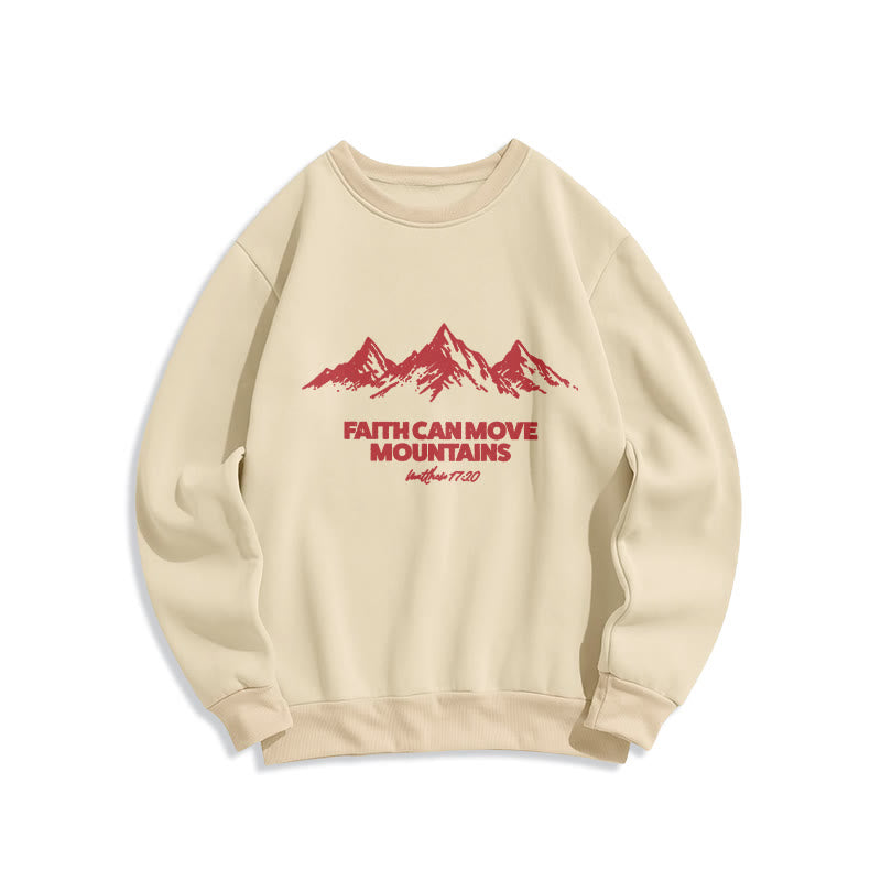 Christianartworkshop Faith Can Move Mountains Biblical Inspirational Fleece Lined Polyester Sweatshirt - Beige - 2XL - image 1