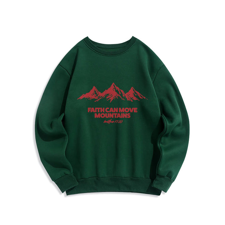 Christianartworkshop Faith Can Move Mountains Biblical Inspirational Lined Polyester Sweatshirt - Green - 2XL - image 5