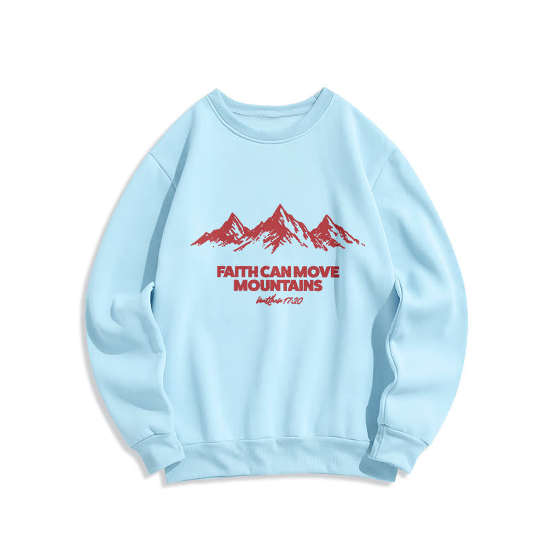 Christianartworkshop Faith Can Move Mountains Biblical Inspirational Fleece Lined Polyester Sweatshirt - Blue - 2XL - image 2