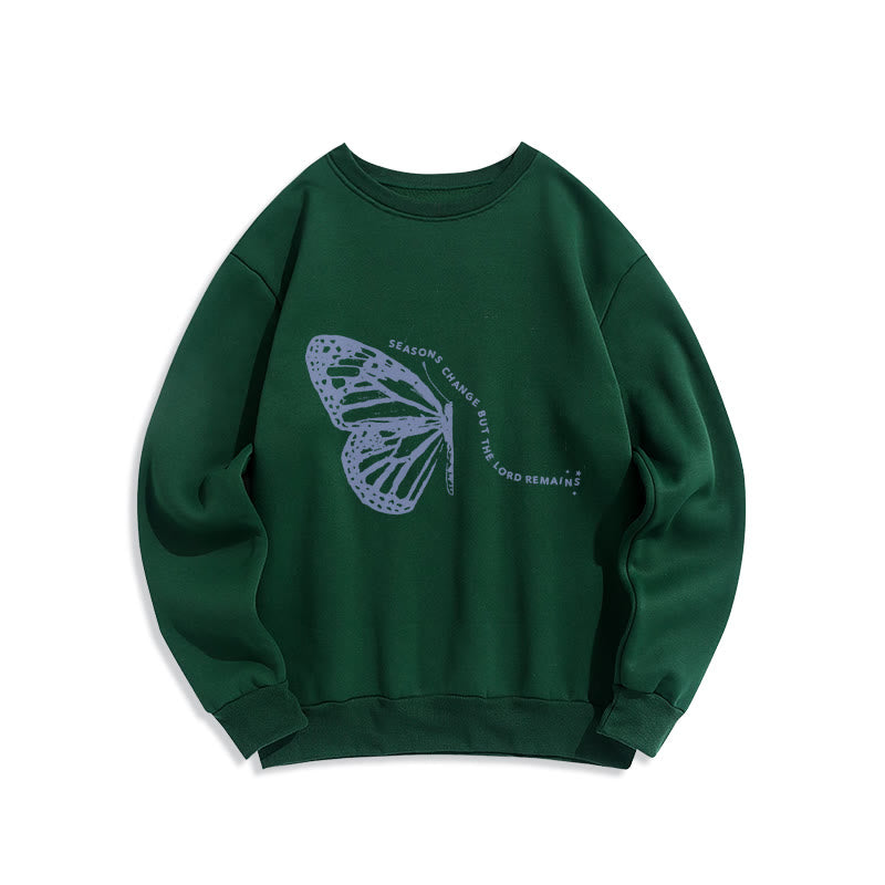 Christianartworkshop Seasons Change Lord Remains Butterfly Motif Lined Polyester Sweatshirt - Green - 2XL - image 6