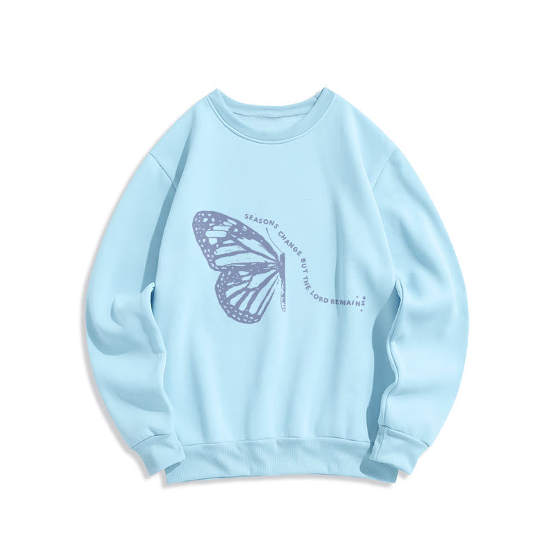 Christianartworkshop Seasons Change Lord Remains Butterfly Motif Lined Polyester Sweatshirt - Blue - 2XL - image 3