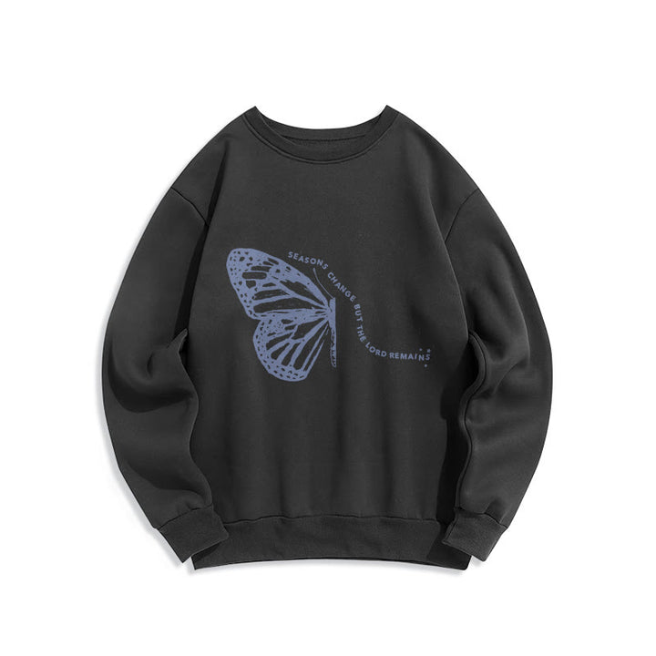 Christianartworkshop Seasons Change Lord Remains Butterfly Motif Lined Polyester Sweatshirt - Black - 2XL - image 7