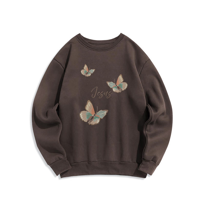Christianartworkshop Gentle Style Butterfly Whisper of Jesus Fleece Lined Polyester Sweatshirt - Brown - 2XL - image 5