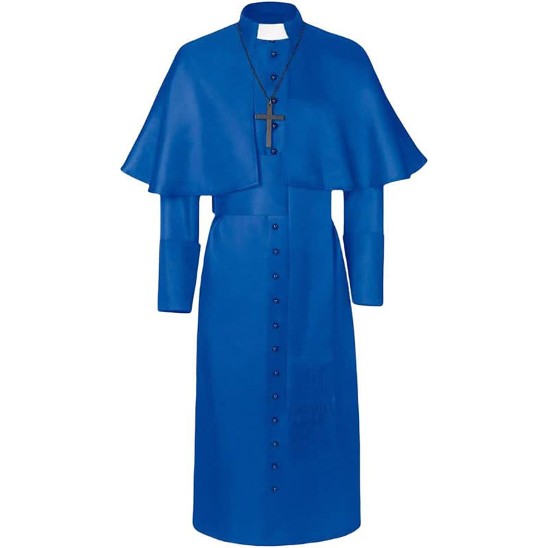 Christianartworkshop Multicolor Ceremonial Roman Soutane Cassock: Medieval Priest Aesthetics - Blue - 3XL - image 22