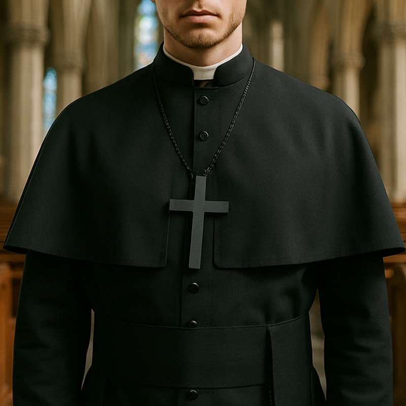 Christianartworkshop Multicolor Ceremonial Roman Soutane Clergy Robe: Medieval Priest Aesthetics - Black - 3XL - image 1