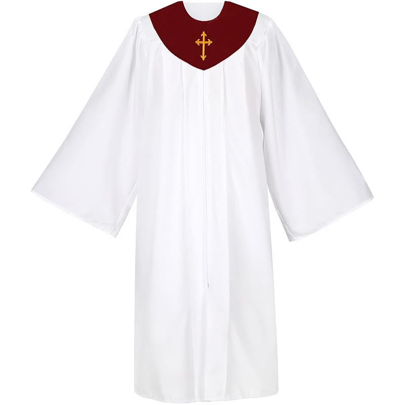 Christianartworkshop Ceremonial Clergy Robe with Wine Red Stole & Embroidered Cross - image 4