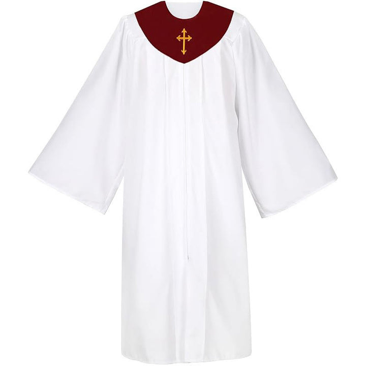 Christianartworkshop Ceremonial Clergy Robe with Wine Red Stole & Embroidered Cross - image 4