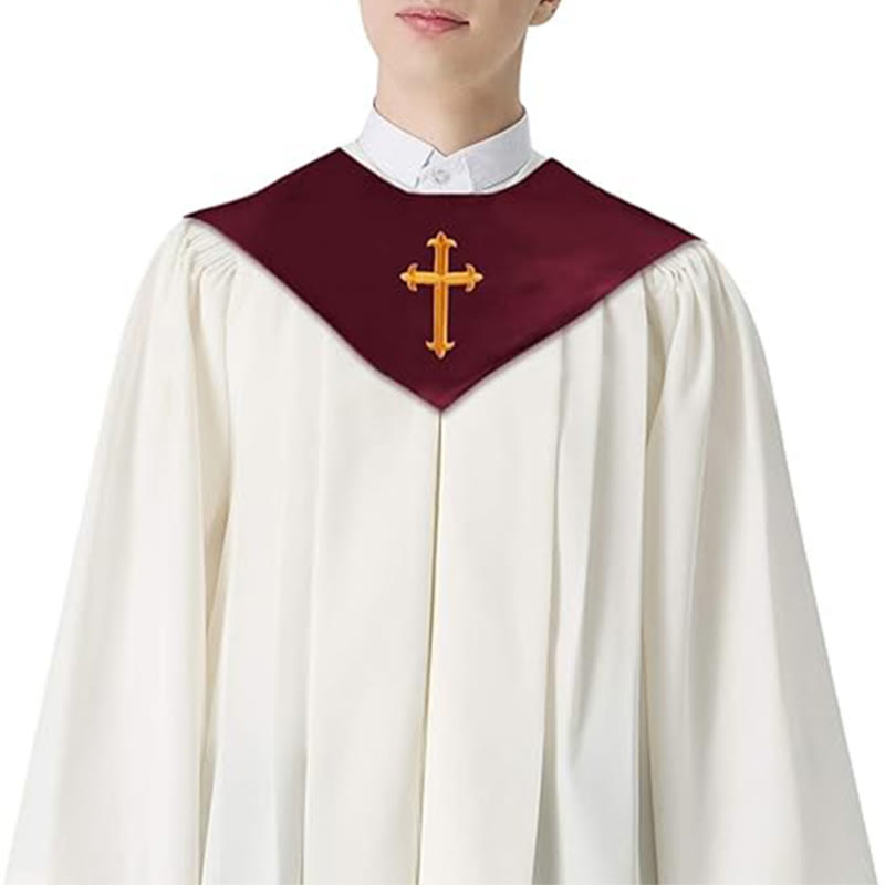 Christianartworkshop Ceremonial Clergy Robe with Wine Red Stole & Embroidered Cross - image 3