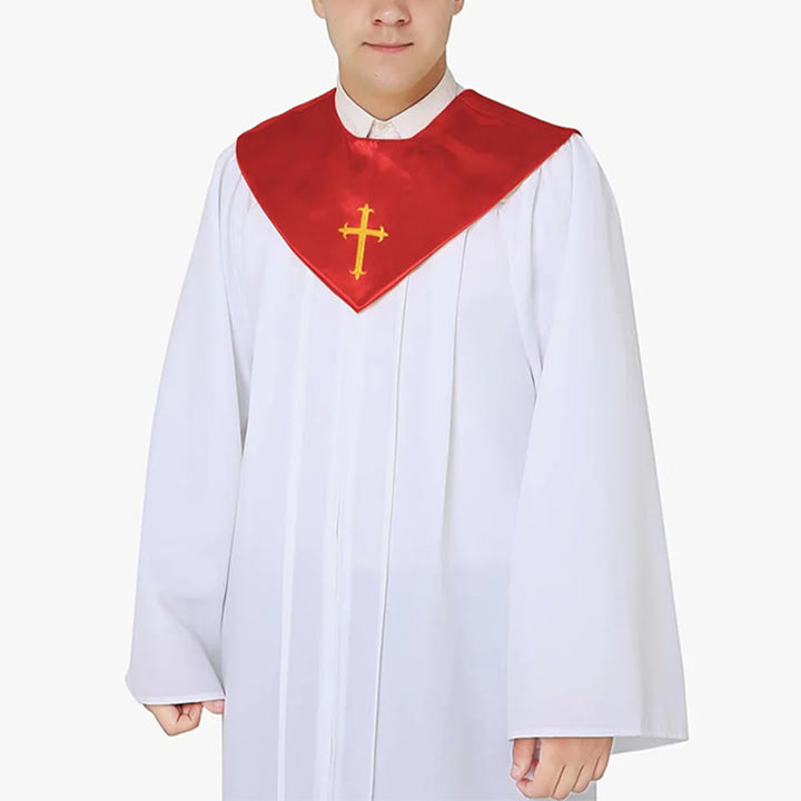 Christianartworkshop Ceremonial Clergy Robe with Wine Red Stole & Embroidered Cross - Red - 3XL - image 9
