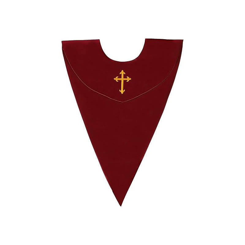 Christianartworkshop Ceremonial Clergy Robe with Wine Red Stole & Embroidered Cross - image 7