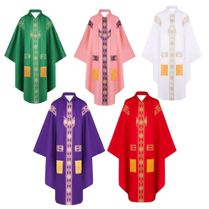 Christianartworkshop Medieval Cloak Clergy Robe with Golden Religious Patterns - image 5