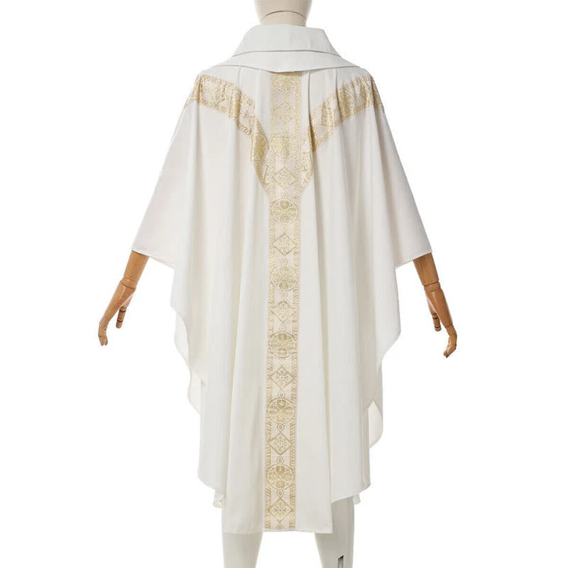 Christianartworkshop Medieval Cloak Clergy Robe with Golden Religious Patterns - image 11