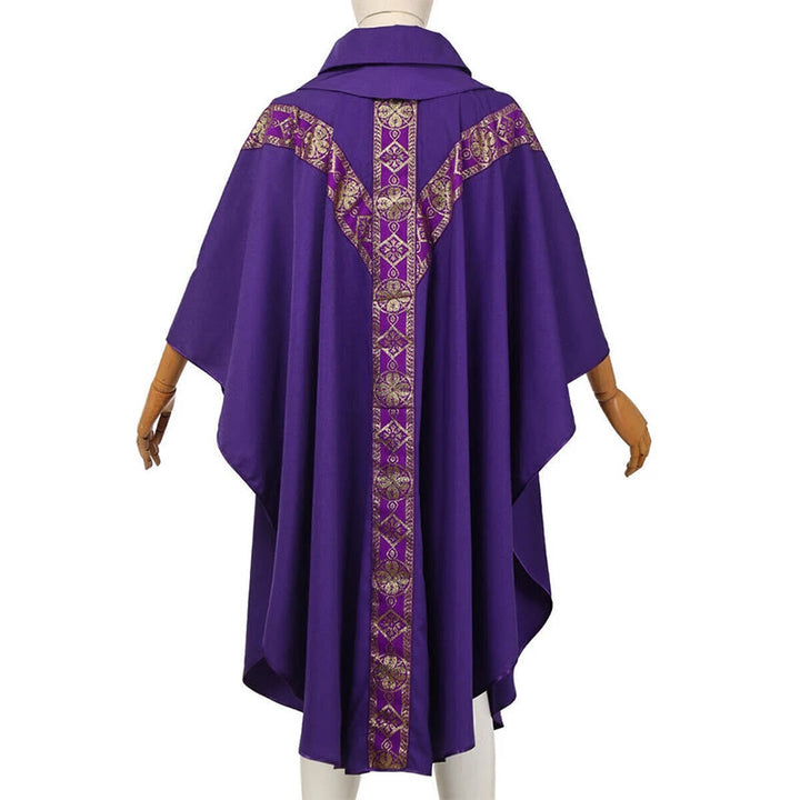 Christianartworkshop Medieval Cloak Clergy Robe with Golden Religious Patterns - image 13