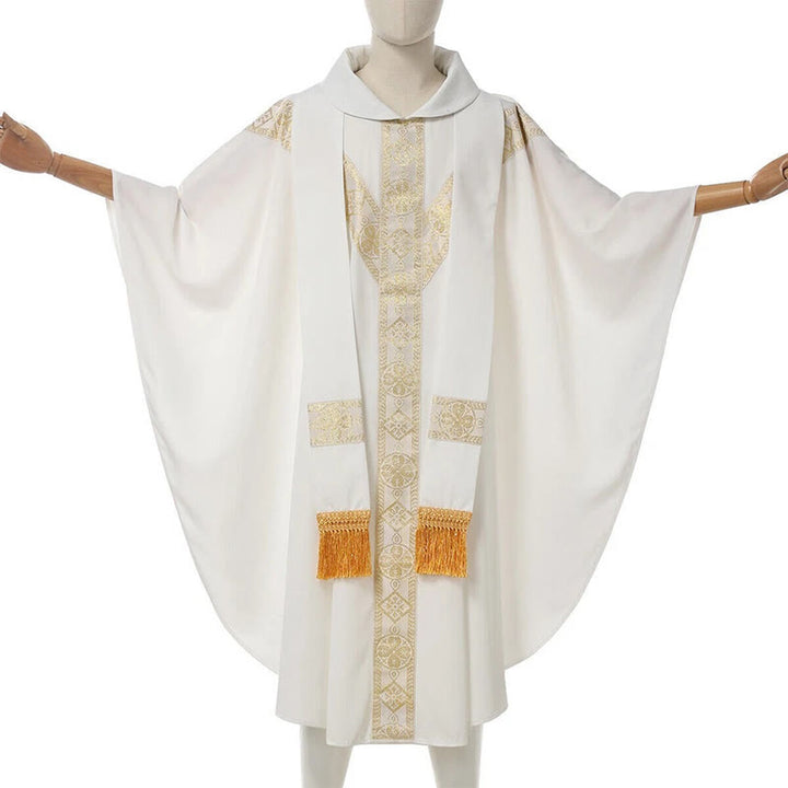 Christianartworkshop Medieval Cloak Clergy Robe with Golden Religious Patterns - image 10