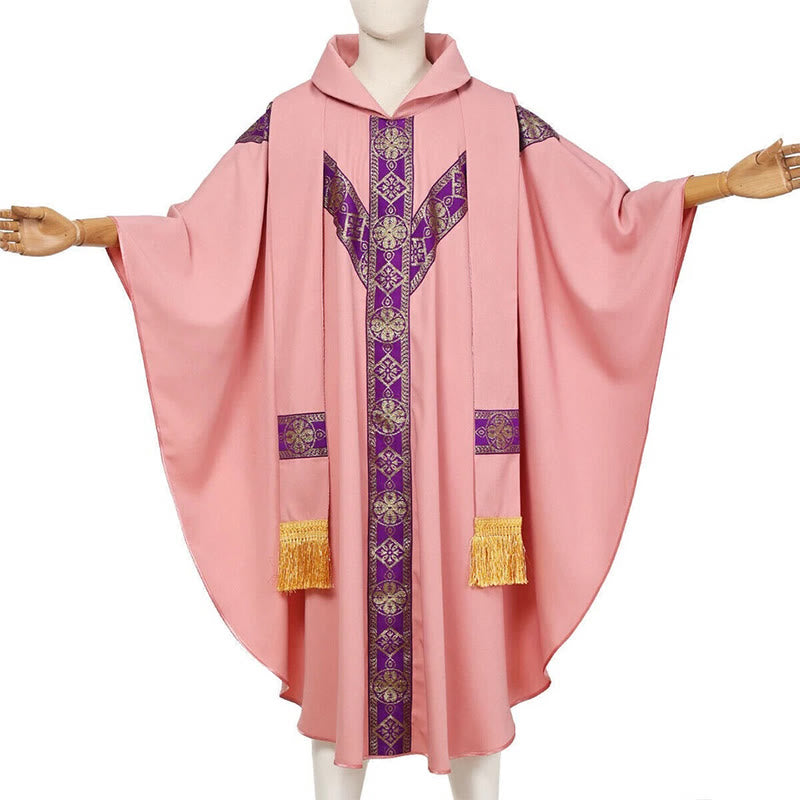 Christianartworkshop Medieval Cloak Clergy Robe with Golden Religious Patterns - image 15