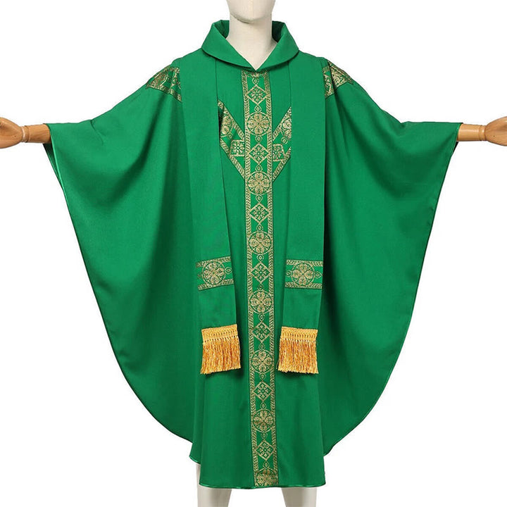 Christianartworkshop Medieval Cloak Clergy Robe with Golden Religious Patterns - image 7