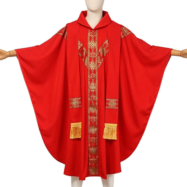 Christianartworkshop Medieval Cloak Clergy Robe with Golden Religious Patterns - image 3