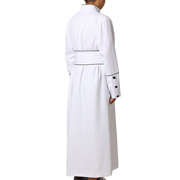 Christianartworkshop Ceremonial Black and White Stand Collar Clergy Robe with Belt & Cross Motifs - image 9