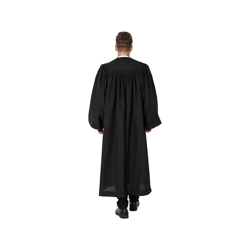 Christianartworkshop Traditional Black Clergy Robe with Red Cross Embroidery & Formal Design - image 5