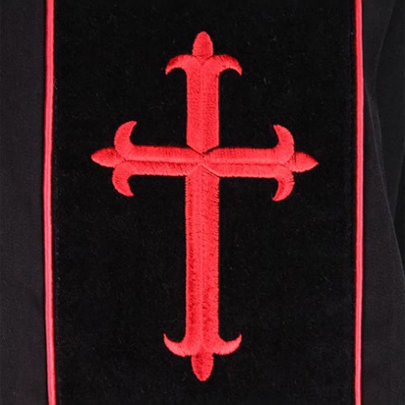 Christianartworkshop Traditional Black Clergy Robe with Red Cross Embroidery & Formal Design - image 6