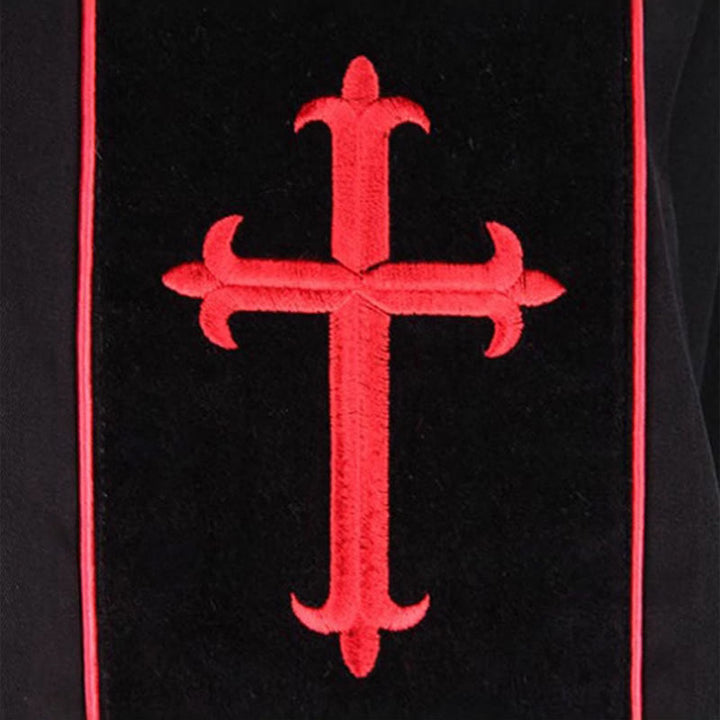 Christianartworkshop Traditional Black Clergy Robe with Red Cross Embroidery & Formal Design - image 6