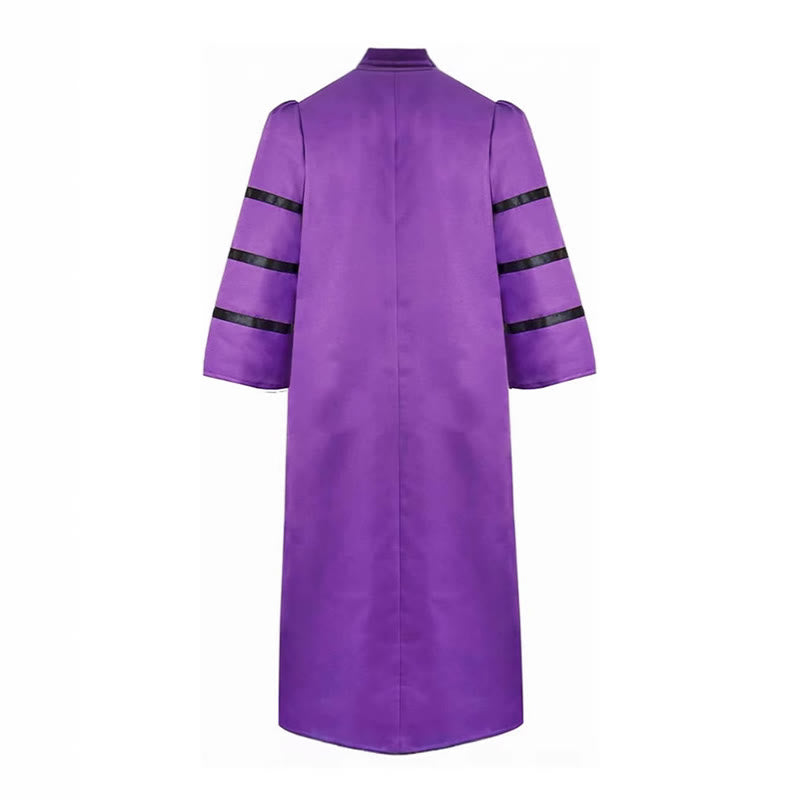 Christianartworkshop Ornate Purple Clergy Robe with Golden Cross & Striped Style - image 4
