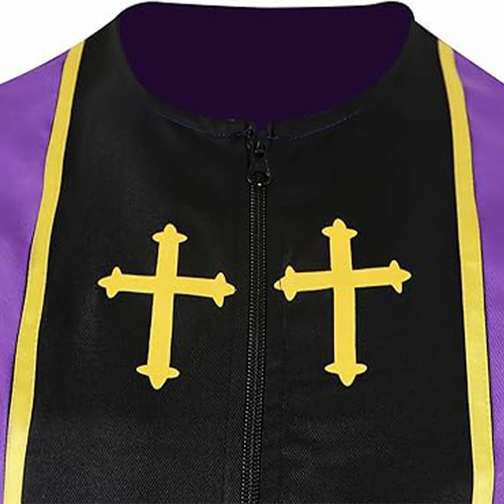 Christianartworkshop Ornate Purple Clergy Robe with Golden Cross & Striped Style - image 6