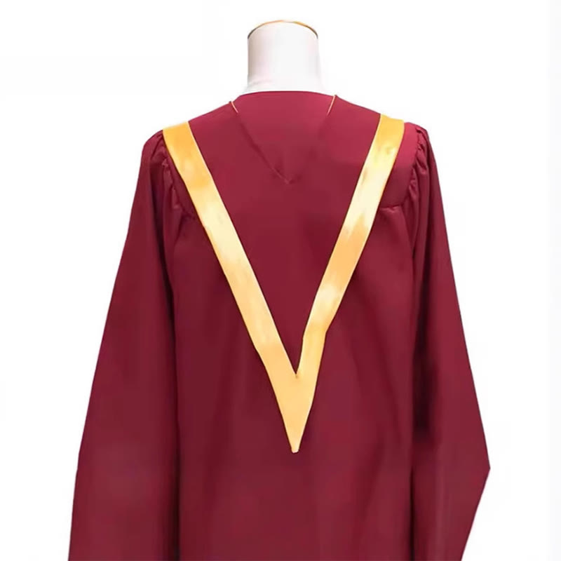 Christianartworkshop Traditional Burgundy Clergy Robe with Gold Cross & V Neck Trim - image 6